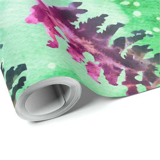 Wasserfarben Winter Weihnachtswald Hirsche Tiere W Geschenkpapier (Rolleneckpunkt)