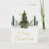 Wasserfarben Winterwald Weihnachten gefaltetes Gol (Vorderseite)