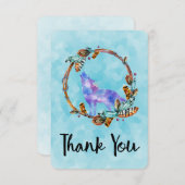 Wasserfarben-Wolf mit einem Boho-Stil-Feuerwerk Vi Dankeskarte (Vorne/Hinten)