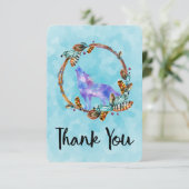 Wasserfarben-Wolf mit einem Boho-Stil-Feuerwerk Vi Dankeskarte (Stehend Vorderseite)