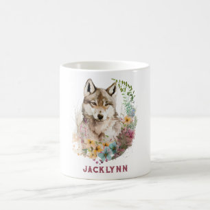 Wasserfarben-Wolf personalisierte Kaffeetasse
