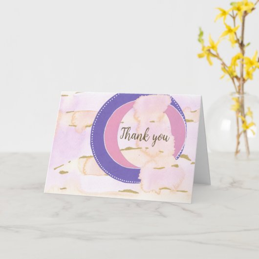 Wasserfarben Wolken, deine Worte. Vielen Dank Karte (Gelbe Blume)