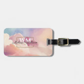 Wasserfarben Wolken Schwarz-weißer Monogrammname Gepäckanhänger (Vorderseite horizontal)