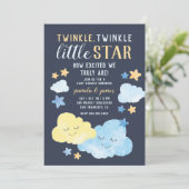 Wasserfarben Wolken Twinkle Little Star Baby Dusch Einladung (Stehend Vorderseite)