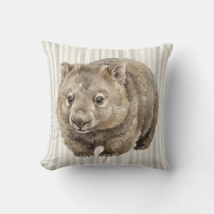 Wasserfarben-Wombat-Wildlife-Kunst-Wurfkissen Kissen