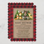 Wasserfarben Woodland Animals Dusche Kraft Kariert Einladung (Vorne/Hinten)