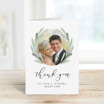 Wasserfarben Wreath Elegante Hochzeit Dankeschön K Dankeskarte<br><div class="desc">Einfache und moderne Kalligrafie Wedding Dankeschön-Karte mit einem bohligen Kranz von Aquarell grünen Olivenzweig. Für eine erweiterte Anpassung dieses Designs,  klicken Sie bitte auf den Button "Anpassen" oben! Matching-Elemente sind ebenfalls verfügbar.</div>