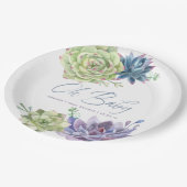 Wasserfarben-Wüste-Kaktus Succulents Babydusche Pappteller (Schrägansicht)