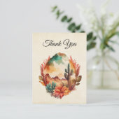 Wasserfarben-Wüstenkaktus und -gebirge Vielen Dank Postkarte (Stehend Vorderseite)