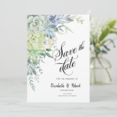 Wasserfarben-Wüstensukkulente Punkte Save the Date (Stehend Vorderseite)