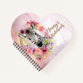 Wasserfarben-Zebra und Blumenreath Notizblock (Vorderseite)