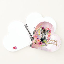 Wasserfarben-Zebra und Blumenreath Notizblock