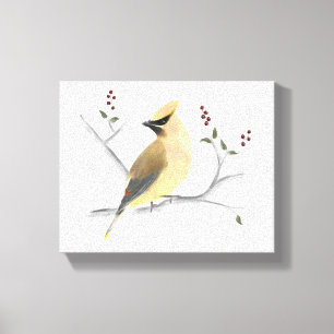 Wasserfarben-Zedernholz Waxwing Wrapped Canvas Leinwanddruck