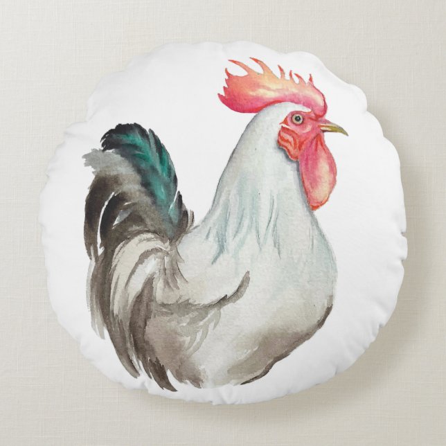 Wasserfarben zeichnend Hand eines Rasters Rundes Kissen (Vorderseite)