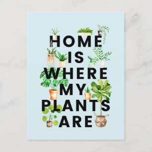 Wasserfarben-Zimmerpflanzen-Gärtnerei-Zitat Postkarte