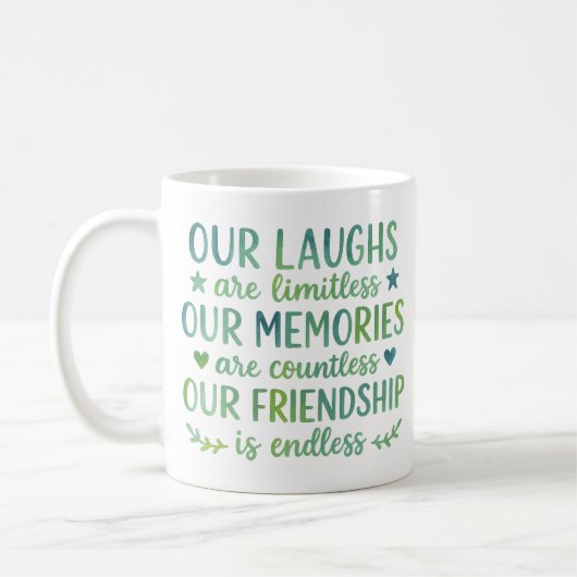 Wasserfarben-Zitat über Freundschaft Kaffeetasse (Links)
