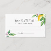 Wasserfarben Zitrone Datum Nachtgedanken. Datum ja Begleitkarte (Vorderseite)