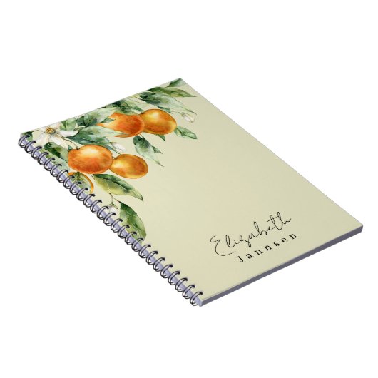 Wasserfarben-Zitrone Floral Modernes Monogramm Notizblock (Rechte Seite)