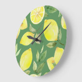 Wasserfarben Zitrone, Fruchttapete Muster. Große Wanduhr (Winkel)