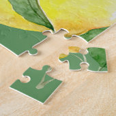 Wasserfarben Zitrone, Fruchttapete Muster. Puzzle (Seite)