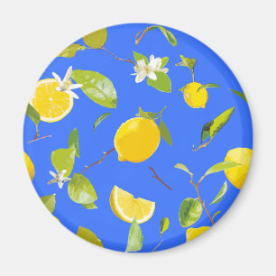 Wasserfarben-Zitrone und Blätter 13 Magnet