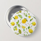 Wasserfarben-Zitrone und Blätter 2 Button (Vorne & Hinten)