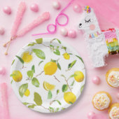 Wasserfarben-Zitrone und Blätter 2 Pappteller (Party)