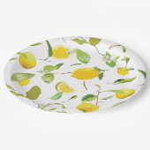 Wasserfarben-Zitrone und Blätter 2 Pappteller (Schrägansicht)