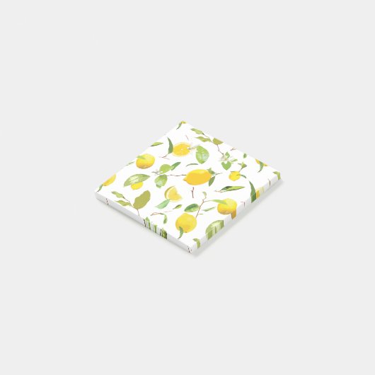 Wasserfarben-Zitrone und Blätter 2 Post-it Klebezettel (angewinkelt)