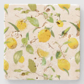 Wasserfarben-Zitrone und Blätter 2 Steinuntersetzer (Vorderseite)