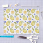 Wasserfarben Zitrone und Blueberry Obst mit Blätte Seidenpapier (Handwerk)