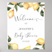Wasserfarben Zitronen Babydusche Begrüßungszeichen Poster (Vorne)