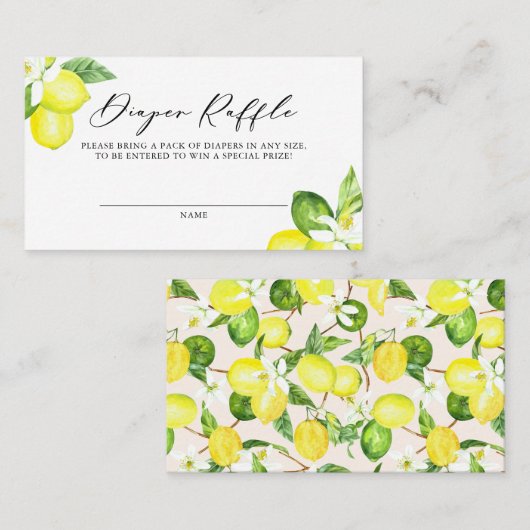 Wasserfarben-Zitronen-Blüten-Babywindelkarte Platzkarte (Vorne/Hinten)