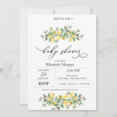 Wasserfarben Zitronen Botanische Blume Kinderdusch Einladung (Vorderseite)