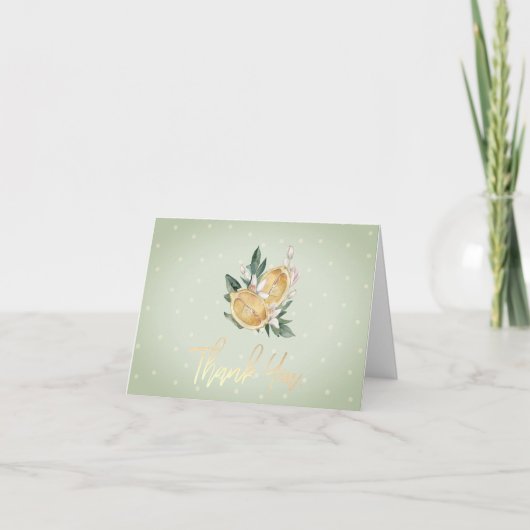 Wasserfarben-Zitronen-Botanische Polka-Punkte Dankeskarte (Vorderseite)