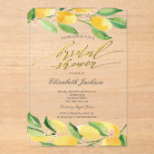 Wasserfarben-Zitronen-Brautparty Acryleinladungen (Vorderseite)