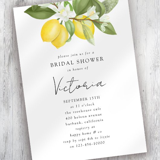 Wasserfarben-Zitronen-Brautparty Einladung