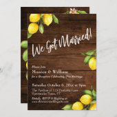 Wasserfarben Zitronen, die wir auf rustikalem Holz Einladung (Vorne/Hinten)