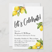 Wasserfarben-Zitronen feiern Typografie Einladung (Vorderseite)