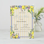 Wasserfarben Zitronen Gelbe Streifen Babydusche Einladung (Stehend Vorderseite)