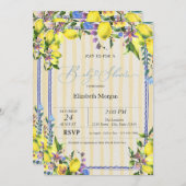 Wasserfarben Zitronen Gelbe Streifen Babydusche Einladung (Vorne/Hinten)