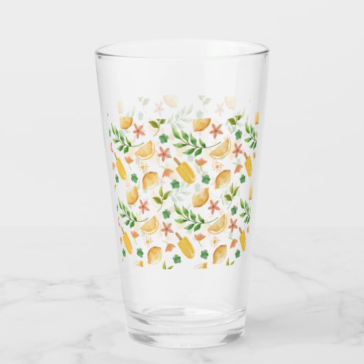 Wasserfarben-Zitronen Glas (Rückseite)