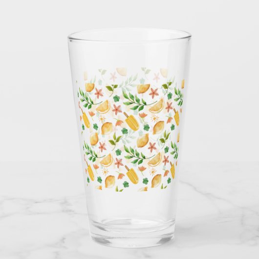 Wasserfarben-Zitronen Glas (Vorderseite)