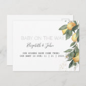 Wasserfarben Zitronen grün Ankündigungspostkarte (Vorne/Hinten)