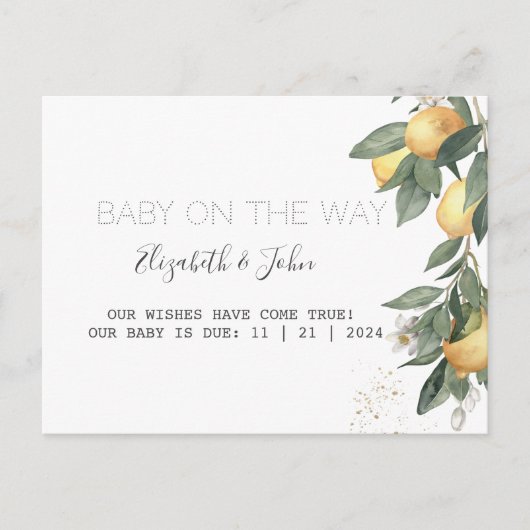 Wasserfarben Zitronen grün Ankündigungspostkarte (Vorderseite)