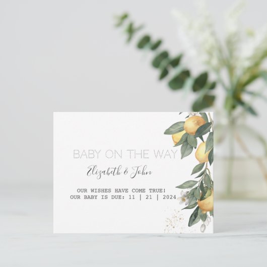 Wasserfarben Zitronen grün Ankündigungspostkarte (Stehend Vorderseite)