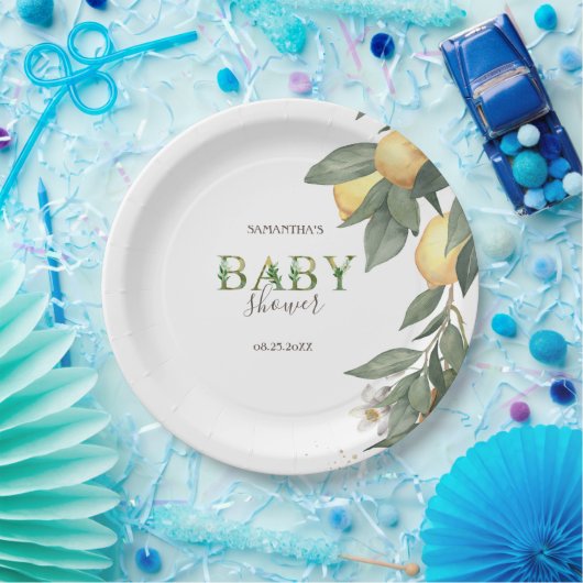 Wasserfarben Zitronen grün Pappteller (Party)