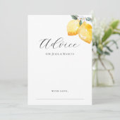 Wasserfarben-Zitronen-Hochzeit des Minimalistische Hinweiskarte (Stehend Vorderseite)