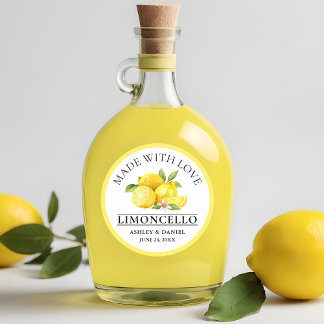 Wasserfarben Zitronen Hochzeit Liebe Limoncello Ge Runder Aufkleber