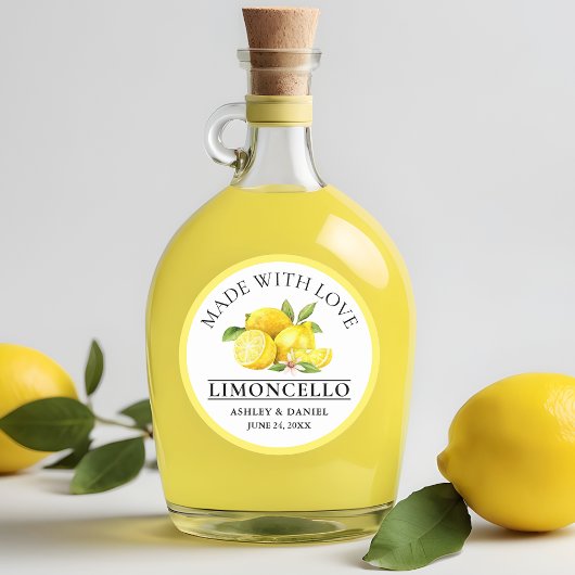 Wasserfarben Zitronen Hochzeit Liebe Limoncello Ge Runder Aufkleber